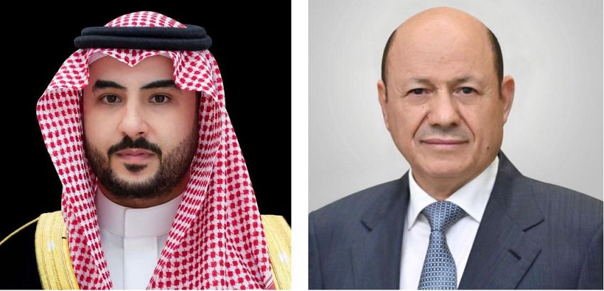 رئيس مجلس القيادة الرئاسي يتلقى اتصالاً هاتفياً من وزير الدفاع السعودي