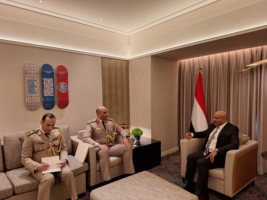 العميد طارق صالح يلتقي الملحق العسكري المصري لدى اليمن