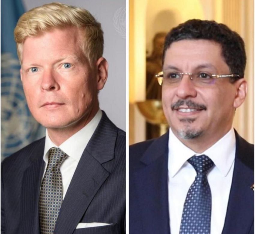 وزير الخارجية يناقش مع المبعوث الأممي تداعيات الهجمات الإرهابية الحوثية على المنشآت النفطية