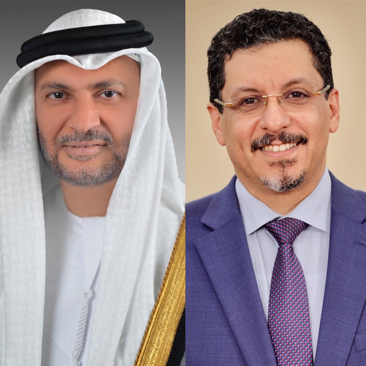 بن مبارك يبحث مع قرقاش أوجه التعاون الثنائي بين اليمن والإمارات